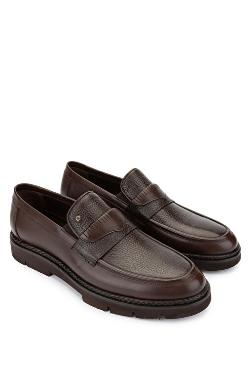 Tamer Tanca Erkek Hakiki Deri Kahverengi Loafer Ayakkabı - Görsel 3