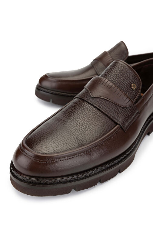 Tamer Tanca Erkek Hakiki Deri Kahverengi Loafer Ayakkabı - Görsel 4