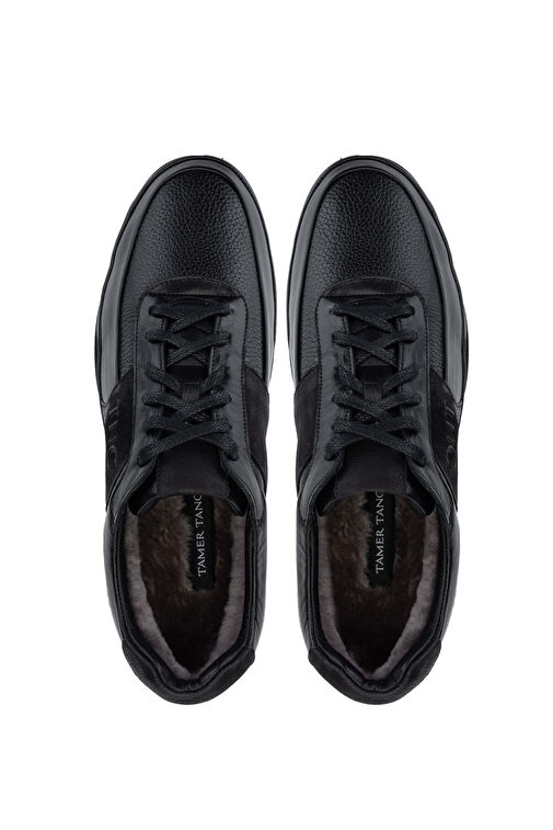 Tamer Tanca Erkek Hakiki Deri Siyah Kürklü Casual Ayakkabı - Görsel 5