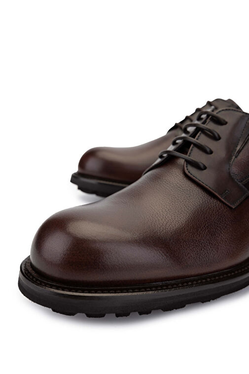 Mario Bruni Erkek Hakiki Deri Koyu Kahve Klasik Ayakkabı - Görsel 4