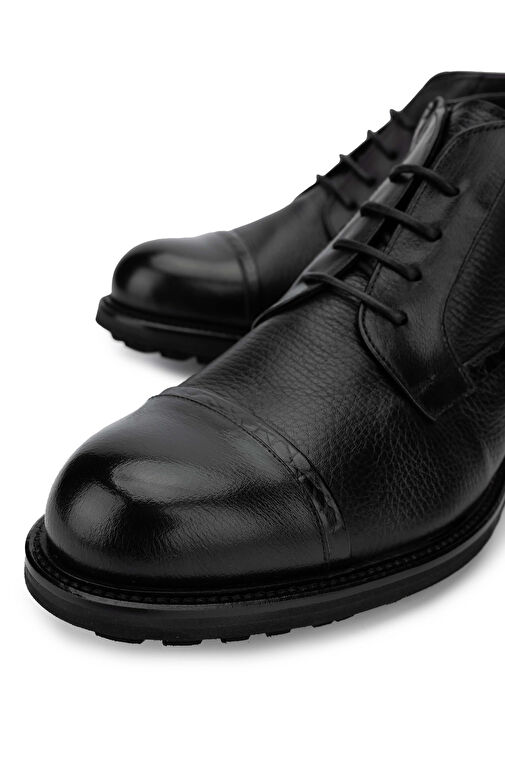 Mario Bruni Erkek Hakiki Deri Siyah Casual Bot - Görsel 4