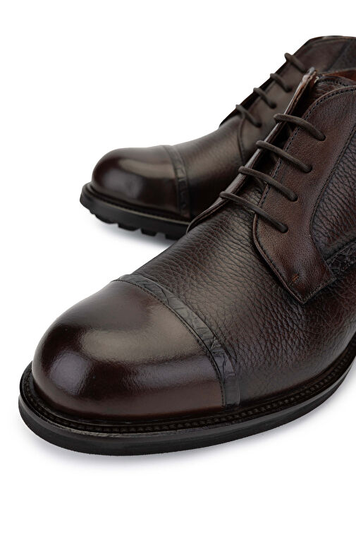 Mario Bruni Erkek Hakiki Deri Koyu Kahve Casual Bot - Görsel 4