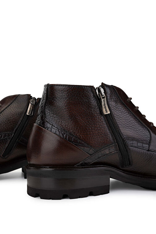 Mario Bruni Erkek Hakiki Deri Koyu Kahve Casual Bot - Görsel 5