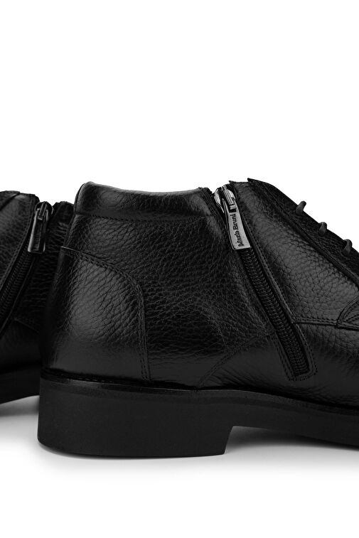 Mario Bruni Erkek Hakiki Deri Siyah Casual Bot - Görsel 5