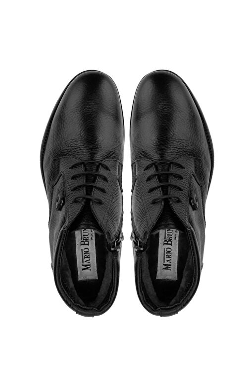 Mario Bruni Erkek Hakiki Deri Siyah Casual Bot - Görsel 7