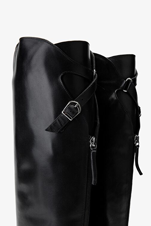 Valmenti Kadın Hakiki Deri Siyah Deri Casual Çizme - Görsel 5