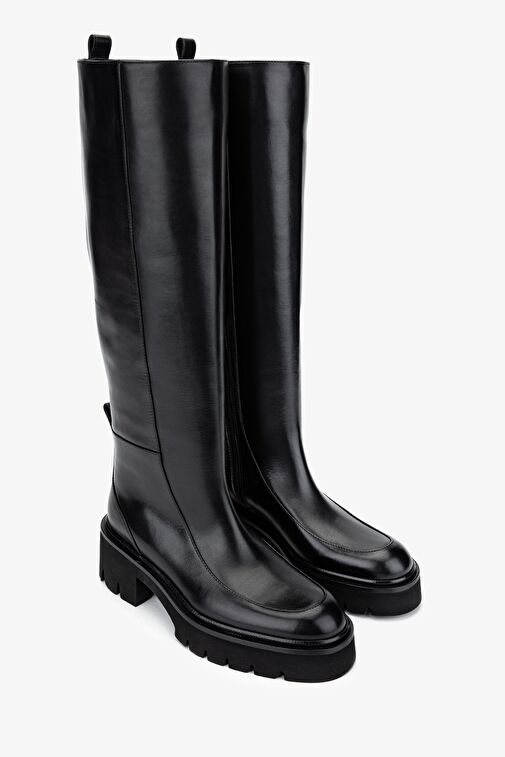 Valmenti Kadın Hakiki Deri Siyah Deri Casual Çizme - Görsel 3