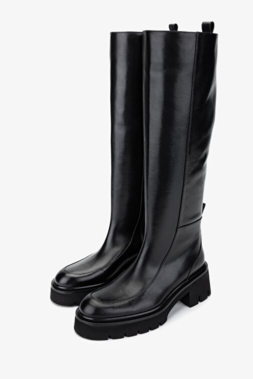 Valmenti Kadın Hakiki Deri Siyah Deri Casual Çizme - Görsel 4