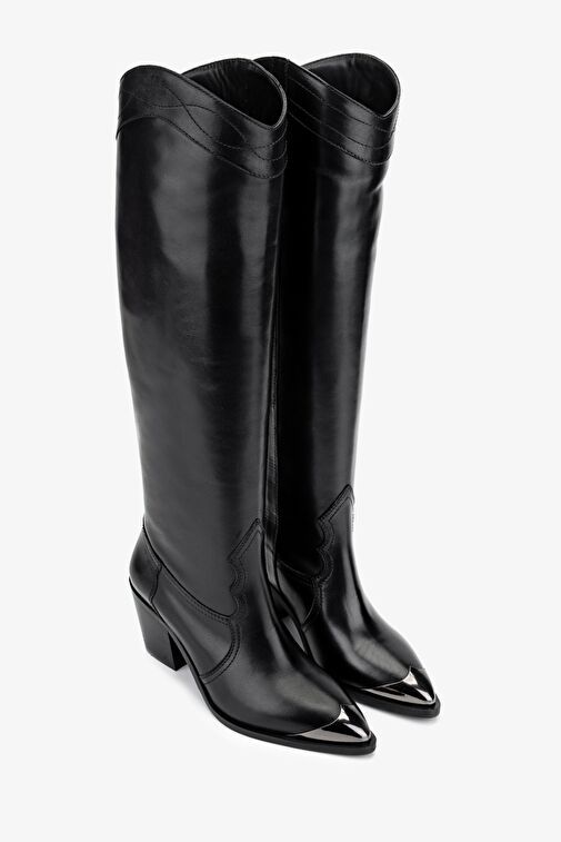 Valmenti Kadın Hakiki Deri Siyah Deri Casual Çizme - Görsel 3