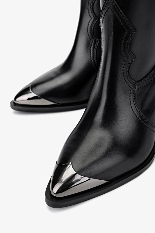 Valmenti Kadın Hakiki Deri Siyah Deri Casual Çizme - Görsel 4