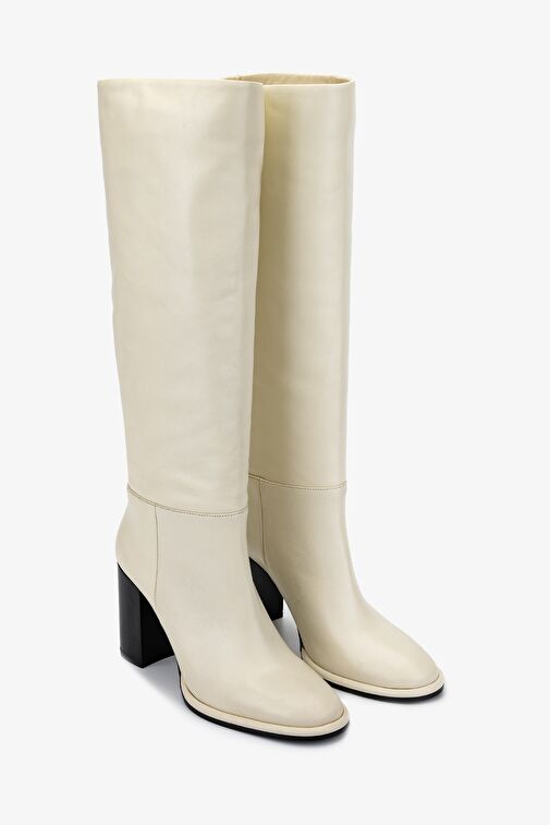Valmenti Kadın Hakiki Deri Beyaz Casual Çizme - Görsel 3