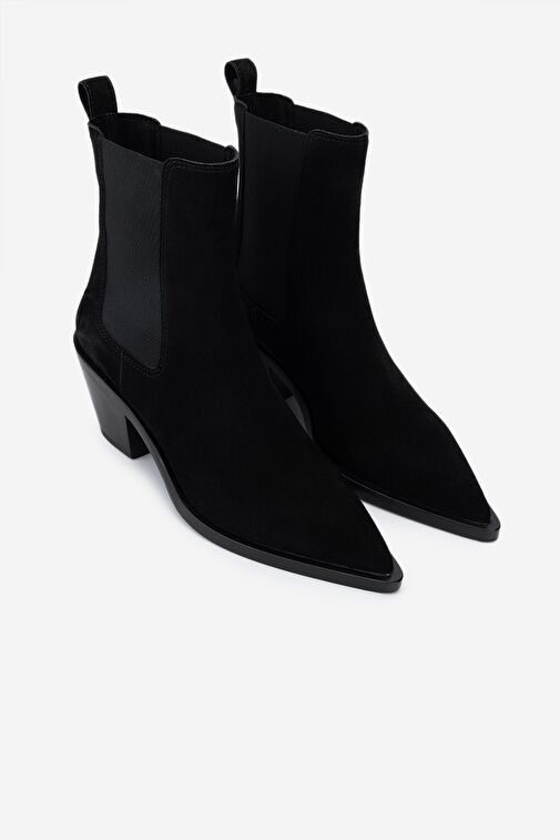 Valmenti Kadın Hakiki Deri Siyah Süet Casual Bot - Görsel 3