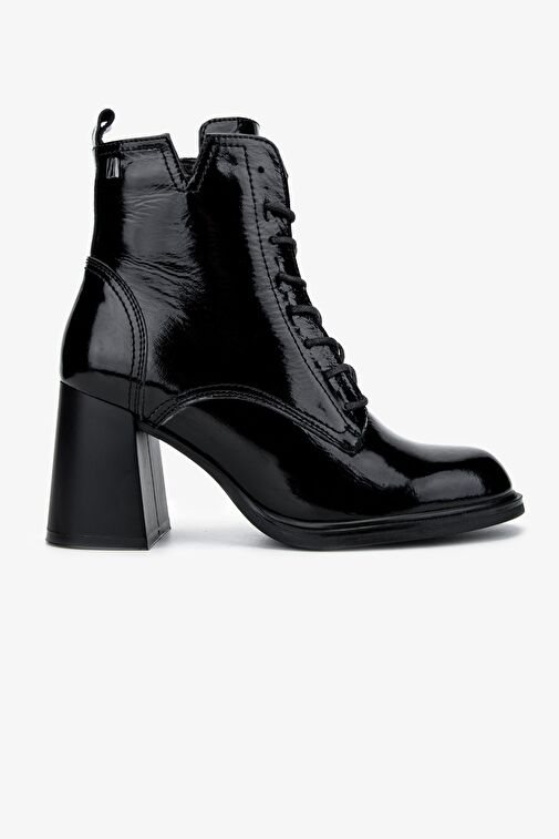 Valmenti Kadın Hakiki Deri Siyah Rugan Casual Bot - Görsel 2