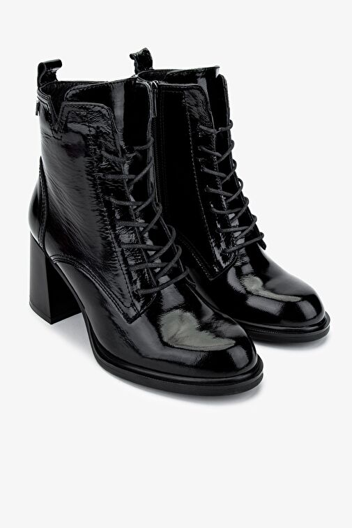 Valmenti Kadın Hakiki Deri Siyah Rugan Casual Bot - Görsel 3