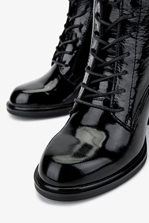 Valmenti Kadın Hakiki Deri Siyah Rugan Casual Bot - Görsel 4