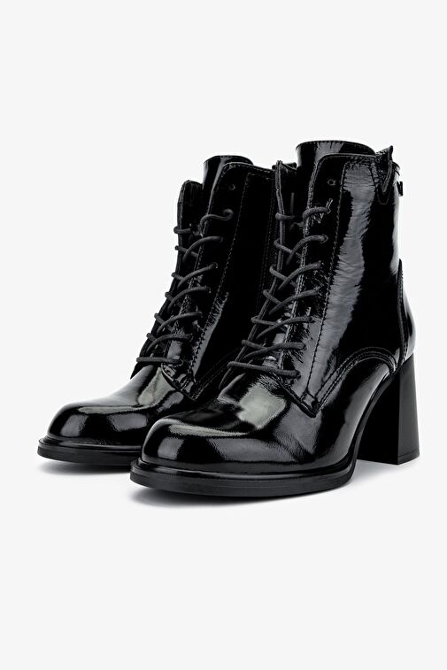 Valmenti Kadın Hakiki Deri Siyah Rugan Casual Bot - Görsel 5