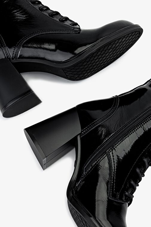 Valmenti Kadın Hakiki Deri Siyah Rugan Casual Bot - Görsel 7