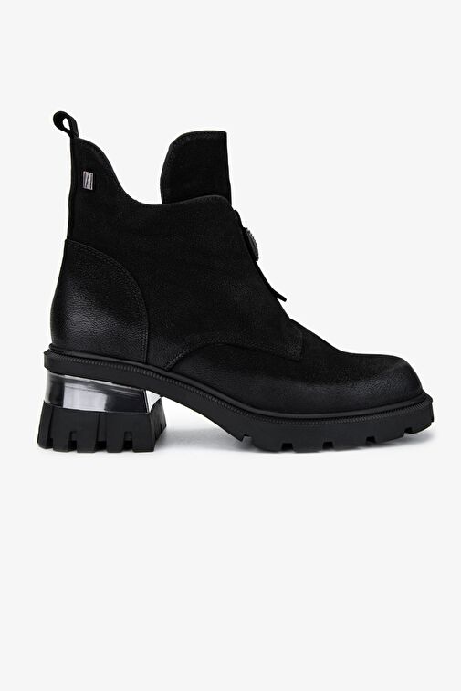 Valmenti Kadın Hakiki Deri Siyah Nubuk Casual Bot - Görsel 2