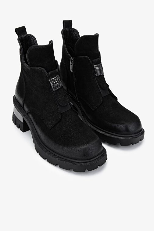 Valmenti Kadın Hakiki Deri Siyah Nubuk Casual Bot - Görsel 3