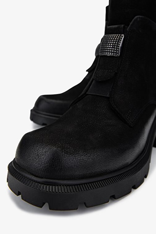 Valmenti Kadın Hakiki Deri Siyah Nubuk Casual Bot - Görsel 4