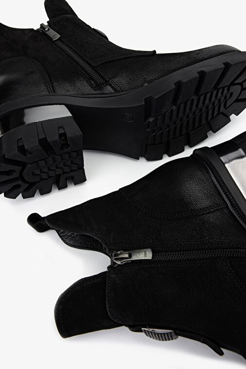 Valmenti Kadın Hakiki Deri Siyah Nubuk Casual Bot - Görsel 6