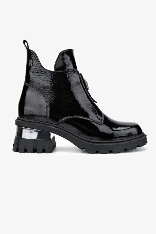 Valmenti Kadın Hakiki Deri Siyah Rugan Casual Bot - Görsel 2