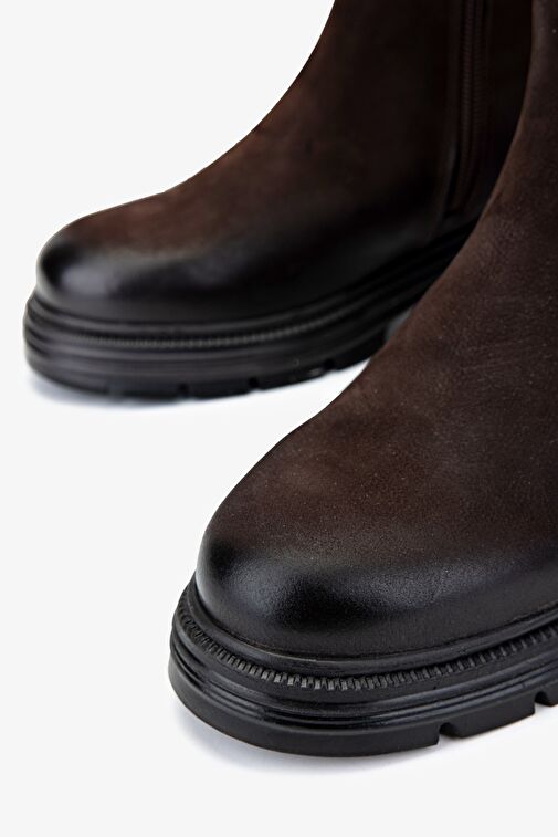 Valmenti Kadın Hakiki Deri Kahverengi Nubuk Casual Çizme - Görsel 4