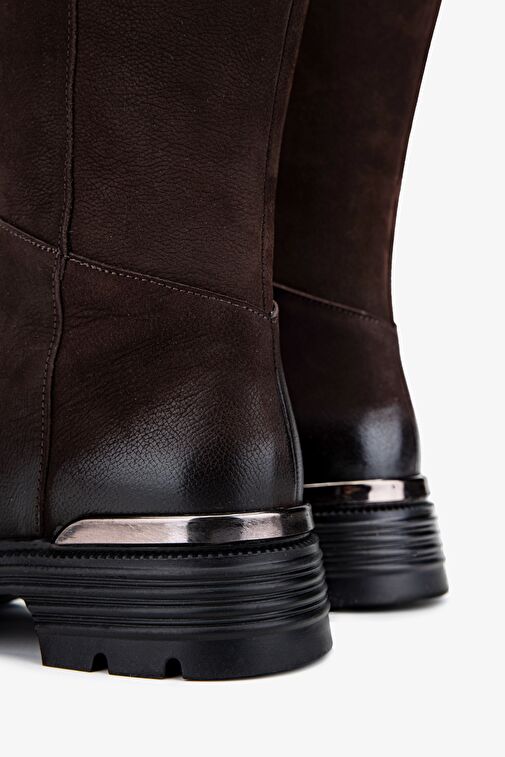 Valmenti Kadın Hakiki Deri Kahverengi Nubuk Casual Çizme - Görsel 5