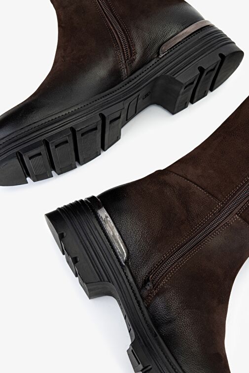 Valmenti Kadın Hakiki Deri Kahverengi Nubuk Casual Çizme - Görsel 6