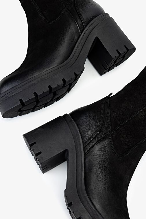 Valmenti Kadın Hakiki Deri Siyah Nubuk Casual Çizme - Görsel 6