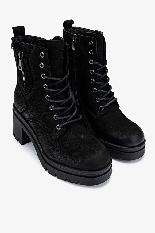 Valmenti Kadın Hakiki Deri Siyah Nubuk Casual Bot - Görsel 3