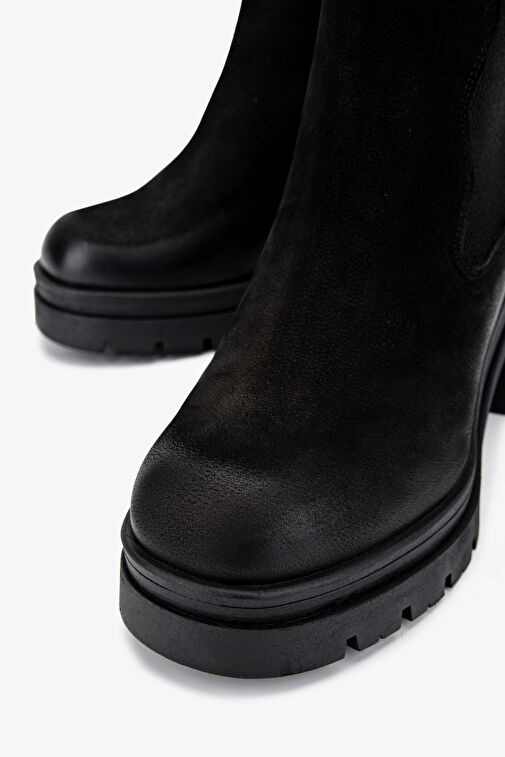 Valmenti Kadın Hakiki Deri Siyah Nubuk Casual Bot - Görsel 4