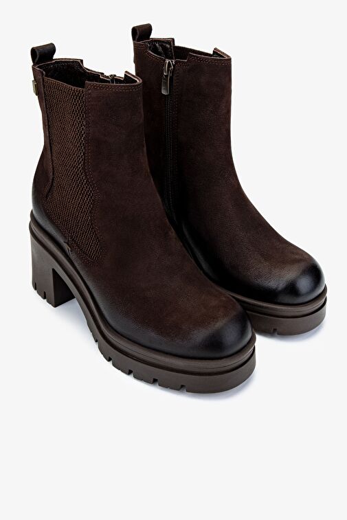 Valmenti Kadın Hakiki Deri Kahverengi Nubuk Casual Bot - Görsel 3