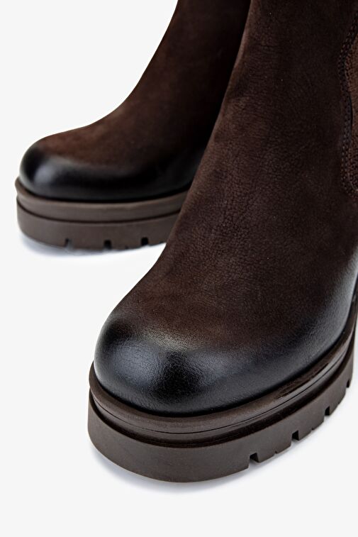 Valmenti Kadın Hakiki Deri Kahverengi Nubuk Casual Bot - Görsel 4