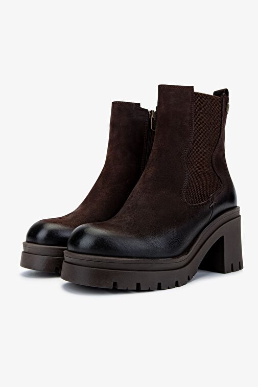 Valmenti Kadın Hakiki Deri Kahverengi Nubuk Casual Bot - Görsel 5