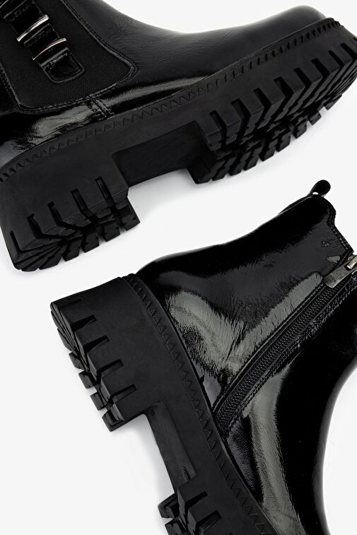 Valmenti Kadın Hakiki Deri Siyah Rugan Casual Bot - Görsel 5