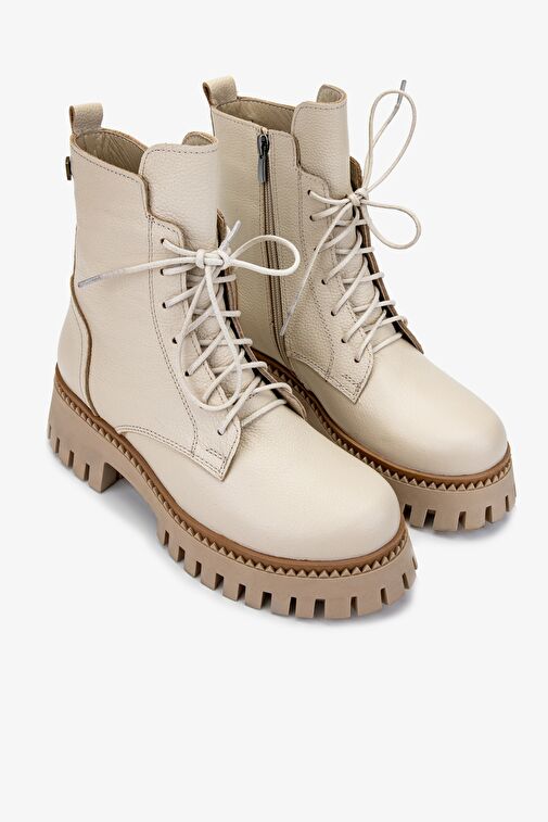 Valmenti Kadın Hakiki Deri Bej Casual Bot - Görsel 3