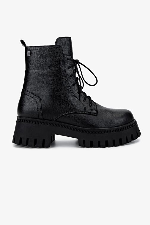 Valmenti Kadın Hakiki Deri Siyah Floter Casual Bot - Görsel 2