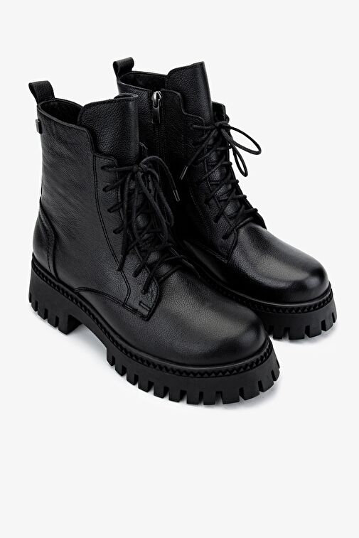 Valmenti Kadın Hakiki Deri Siyah Floter Casual Bot - Görsel 3