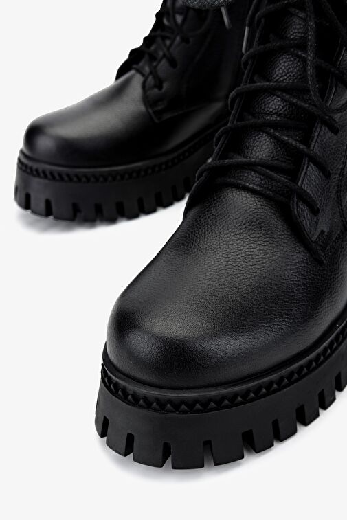 Valmenti Kadın Hakiki Deri Siyah Floter Casual Bot - Görsel 4