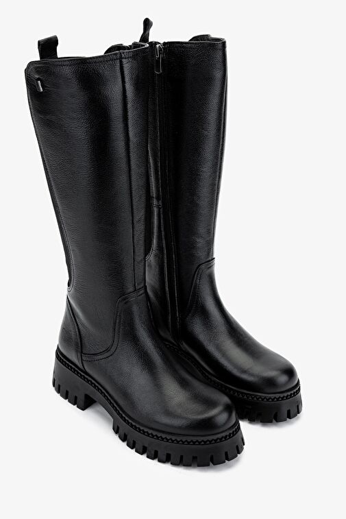 Valmenti Kadın Hakiki Deri Siyah Floter Casual Çizme - Görsel 3