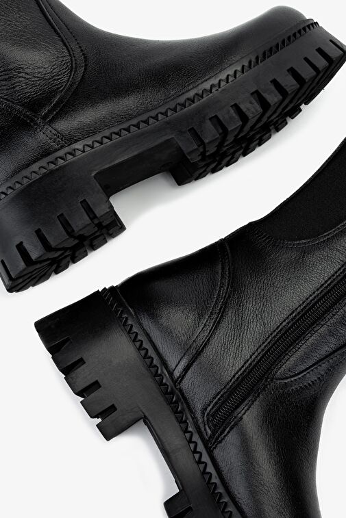 Valmenti Kadın Hakiki Deri Siyah Floter Casual Çizme - Görsel 6