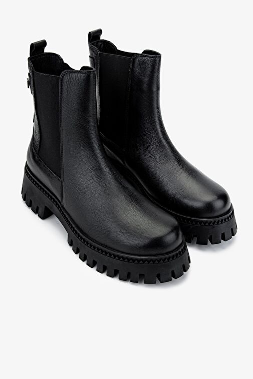 Valmenti Kadın Hakiki Deri Siyah Floter Casual Bot - Görsel 3