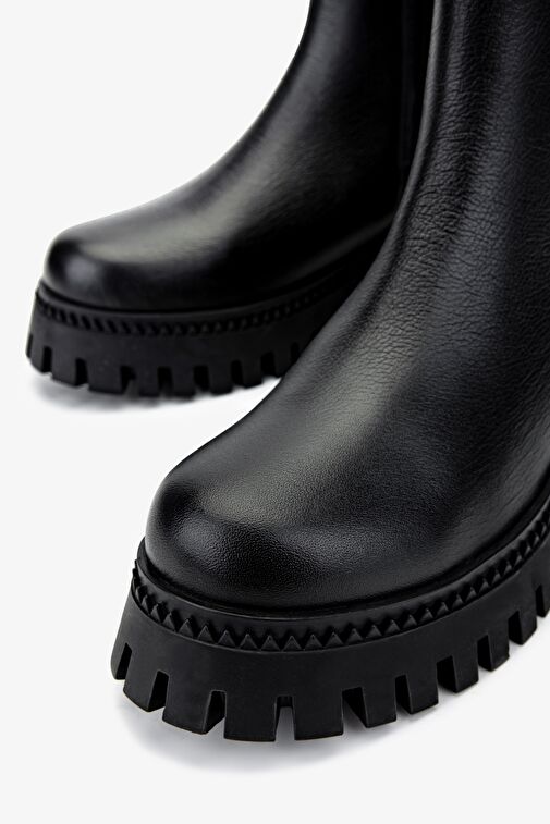 Valmenti Kadın Hakiki Deri Siyah Floter Casual Bot - Görsel 4