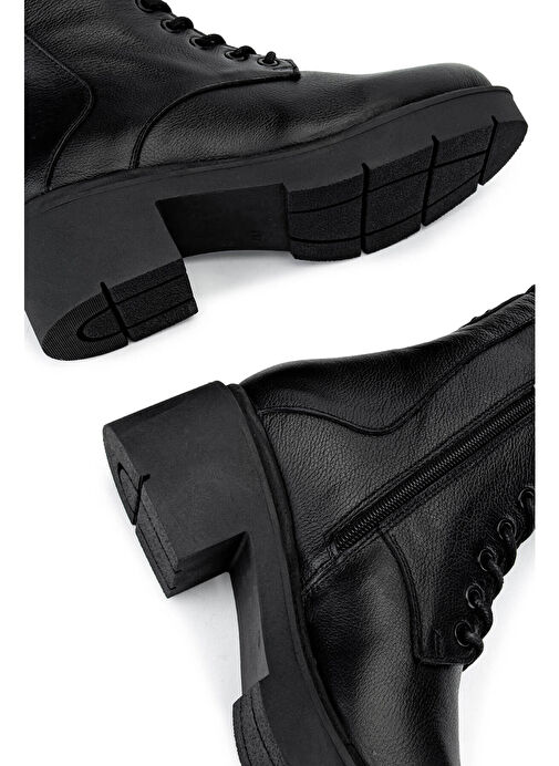 Tamer Tanca Kadın Hakiki Deri Siyah Deri Casual Bot - Görsel 6