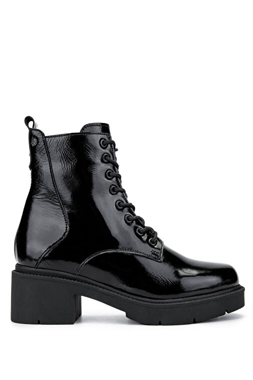 Tamer Tanca Kadın Hakiki Deri Siyah Rugan Casual Bot - Görsel 2