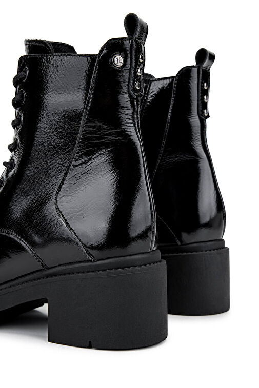 Tamer Tanca Kadın Hakiki Deri Siyah Rugan Casual Bot - Görsel 5