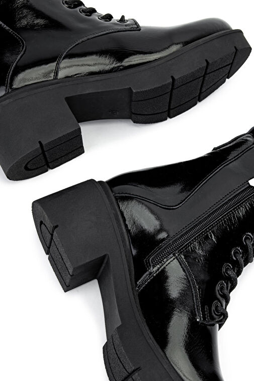 Tamer Tanca Kadın Hakiki Deri Siyah Rugan Casual Bot - Görsel 6