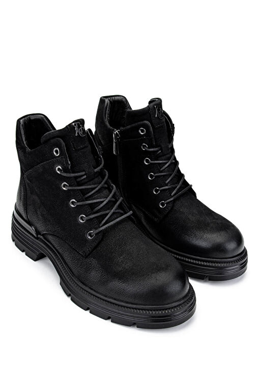 Tamer Tanca Kadın Hakiki Deri Siyah Nubuk Casual Bot - Görsel 3