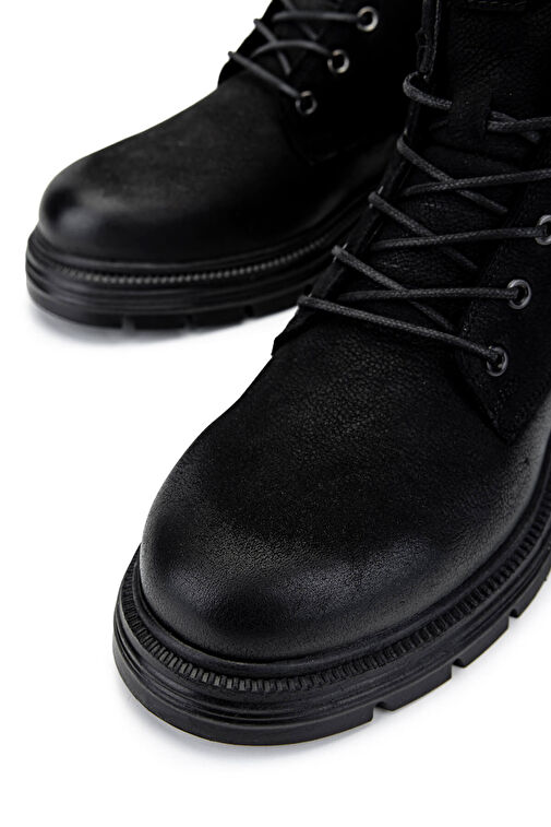 Tamer Tanca Kadın Hakiki Deri Siyah Nubuk Casual Bot - Görsel 4